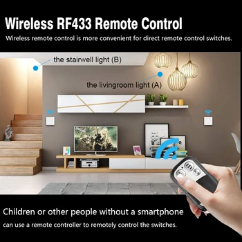 WiFi RF433 Inteligentné Tlačidlo Prepnúť, RF433 Wall Panel-Vysielač, Bezdrôtové APLIKÁCIE, Ovládať zapnutie Svetla Pracuje s Alexa Googlehome