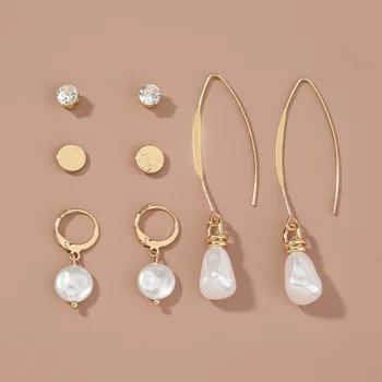 Zimné Nové Prišiel Elegantná Dáma Jednoduchý Štýl Pozlátené Vložkou Pearl Stud Náušnice Set Pre Ženy, Módne Šperky Pekná Výzdoba