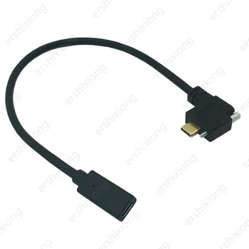Zlato USB 3.1 Typ Kábla-C Mužov a Žien 90 Stupňov Pravý Uhol Rozšírenie Údajov Extender Kábel s Panel Mount dierou 10 gb/s