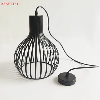Čínsky štýl železnej klietky čierna/biela prívesok svetlá jeden vedúci obývacia izba jedáleň E27 visí lampa