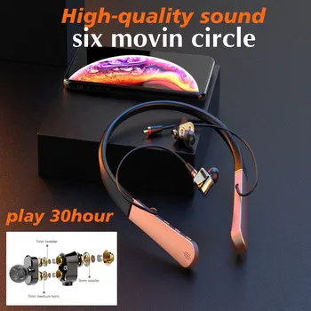 Šesť pohybujú kruhu slúchadlá slúchadlá športové neckband Vysoko-kvalitný zvuk Slúchadlá slúchadlá Basy Stereo Headset Hluku