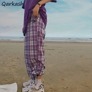 Širokú Nohu, Nohavice Ženy Koberčeky Japonský Štýl Voľné Voľný čas Purple Vintage Lete Harajuku Teens Streetwear All-zápas Nohavíc Dámy