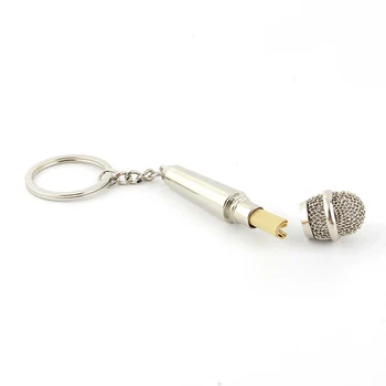 Štýlový Kreatívny Roztomilý Zliatiny Zinku Hudby Mikrofón Keychain Kúzlo Držiak na Zavesenie na kľúčenke Keychain Dekor Ornament Prítomný