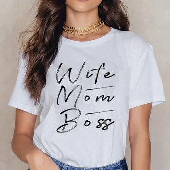 Žena, T Košele Manželka, Mama Šéf Print T Shirt Ženy Príležitostné Letné T-shirt Ženy Krátke Rukáv Tričko Graphic Tee Kawaii Plus Veľkosť