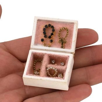 1/12 Doll House Miniatúrne Drevené Šperky Box Simulácia Náhrdelník Modelu Hračka Mini Dekorácie Domček Pre Bábiky Príslušenstvo