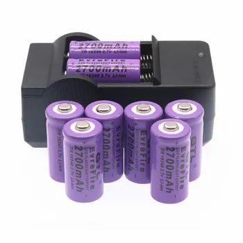 10PCS 16340 Batérie+Nabíjačka 3,7 V 2700mAh Lítium Li-ion 16340 Batérie CR123A Nabíjateľná Battey pre Laserové Pero Článková Baterka