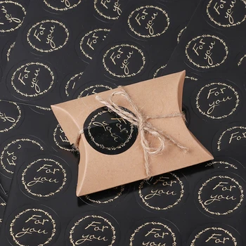 120pcs/veľa Black Kolo Pre vás Samoopaľovacie Black Ručné Tortu Packag Tesnenie Label Nálepka Biscuit Darčekové Krabice DIY Štítok Nálepky