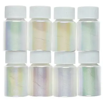 1Bottle 10g Nail Art Pearl Powder Pigment 2-v-1 Morská víla/Unicorn Zrkadlo Chróm Efekt -biela iskru prášok - flash pigmenty,68