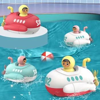 1Pcs Vinutia Reťazca Plávajúce Ponorka Hranie vo Vode detský Kúpeľ Vodný Sprej Hračka Baby Kúpeľňa Hodinky Hračky