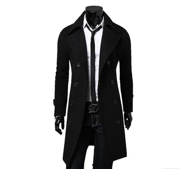 2020 Zákopy Srsti Mužov Jacket Mens Kabát Bežné Slim Fit Vetrolam Pevné Dlhá Srsť Muži Móda Zimné Kabáty Plus Veľkosť