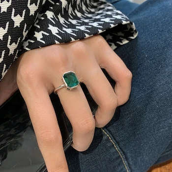 2021 Nové Kpop Vintage Green Crystal Drahokamu Obdĺžnik, Ovál Reťazca Duté Á Kovové Krúžky pre Ženy Strany estetické Šperky
