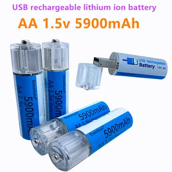 2021 Nový USB AA 1,5 V batérie 5900mAh USB nabíjateľné lítium-iónové batérie AA 1,5 V batérie pre Diaľkové Ovládanie Hračka svetlo Batery