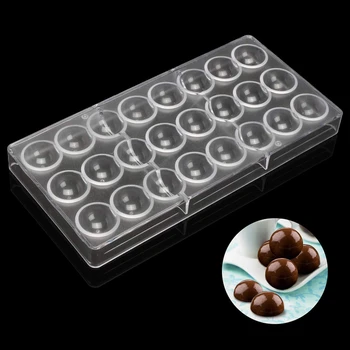 24 Otvory Semi Oblasti Čokoláda Plesne Polykarbonátu Čokoládu Formy Polovici Loptu Candy Maker Formy Pečenie