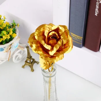 24K zlatou Fóliou Ruže Kvet Bez rámčeka Valentína Milenca Darček Narodeniny Romantický Golden Rose Domova Slávnostné Strana Dodávky