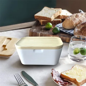 250/400g Nordic Maslo Box Držiteľ hermeticky uzavretých Maslo Jedlo Kuchyňa Chovateľ Úložný Kontajner Syr Jedlo Nástroj s Drevom Tesniace Veko
