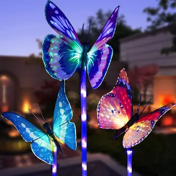 3 Pack Motýľ Solárne Záhradné Svetlo Vonkajšie Slnečné Vklad Svetlo Multi-farbu Meniace LED Záhradné Svetlo Na Terasu Záhrade Trávnik Cesta