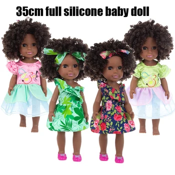 35 cm Africké Čierne Baby Doll Afro Kučeravé Vlasy, Čierna Koža, Baby, Deti, Hračka