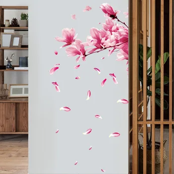 3D Ružová Vymeniteľné Marhule Slivky Čerešne Kvet Kvet Umenie Odtlačkový Steny Domov Nálepky Izba Dekor Grafické Kvety Lístkov Stromu