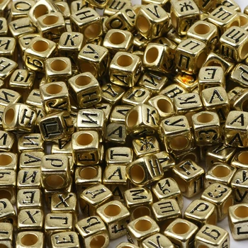 6*6 mm Gold Zmiešané Rusko List Akrylové Korálky Štvorcových Voľná Dištančné Korálky Pre Šperky, Takže Diy Kúzlo Náramok Príslušenstvo