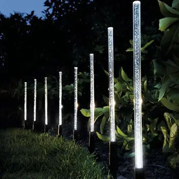 8Pcs Solárne Trubice Svetla Teplá Biela LED Bublina Lampa Cesta Trávnik Krajiny Dekorácie