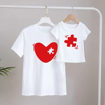 Dať lásku k deťom, Rodine Zodpovedajúce tričko Bavlna zábavné Letné Krátky Rukáv Rodina Pozrieť mama a dcéra zodpovedajúce oblečenie