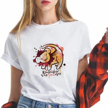 Disney Lion King Simba T-shirt Estetické Cartoon Ženské Oblečenie Letné Harajuku Krátky Rukáv Ženy T-shirt Pamätať na to, kto ste