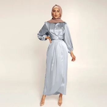 Eid Mubarek Abaya Dubaj Turecko Satin Hidžáb Moslimské Oblečenie India Európskej Americký Islam Oblečenie Šaty Pre Ženy Omán Vestidos