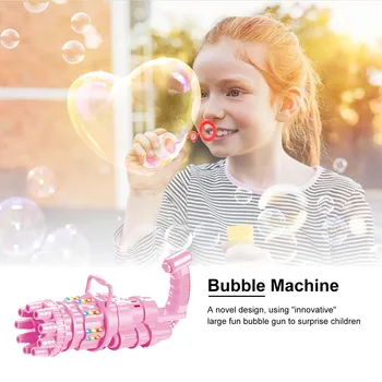 Elektrické Bubliny Zbraň Hračka S Svetlo & Music Gatling Bublina Stroj V Pohode, Hračky, Darčekové Bublina Maker Pre Deti Letné Vonkajšie Aktivity