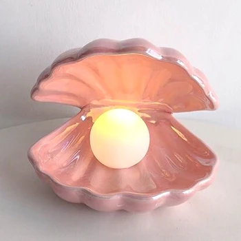 Fantasy Keramické Shell Lampa Pearl Morská Víla Dekorácie Nočné Svetlo Darček Ploche Skladovanie Dekorácie, Lampy