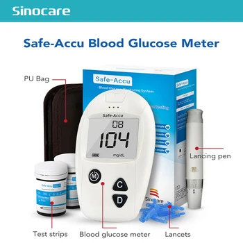 Glucometro zdravotníckych pomôcok Sinocare Bezpečné Accu diabetes meter s 50/100 glukózy pásy a lancets krvi Monitorovací Systém