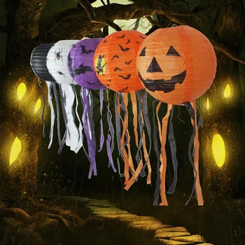 Halloween Dekorácie Horor Lebka Hlavy Spider Tekvica DIY Papierové Závesné Svietidlo Halloween Svietidlo Svietidlo Halloween Svetlo svietidla