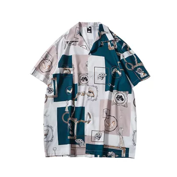 Havajská Kvet Tričko pánske Vintage Príležitostné Voľné Hong Kong Štýl Pláži Dovolenku Pár Krátke Rukávy Košele Camisas Para Hombre
