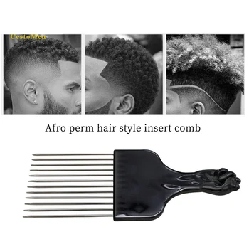 Hot Predaj Professional Salon Použiť Black Metal Afriky Vložiť Afro Vybrať Vlasy Hrebeňa