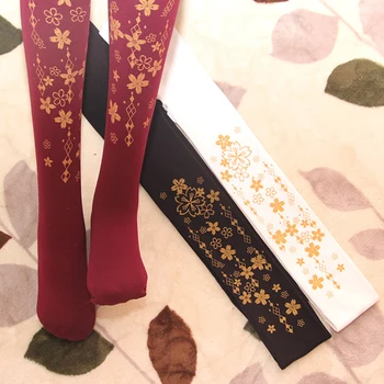 Japonský roztomilý princezná sladké lolita pančuchové nohavice horúce lisovanie tlač gothic lolita pantyhose kawaii dievča loli cos
