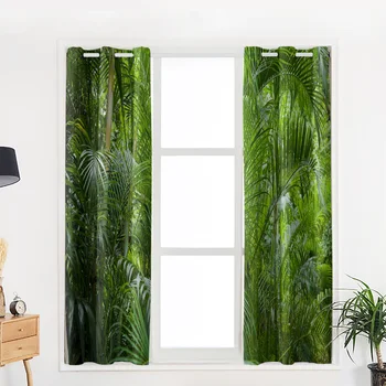 Jungle Stromy Zelené Rastliny, Okenné Záclony Domova Kuchyňa Závesy Záves Okna Obývacia Izba Závesy pre Spálne