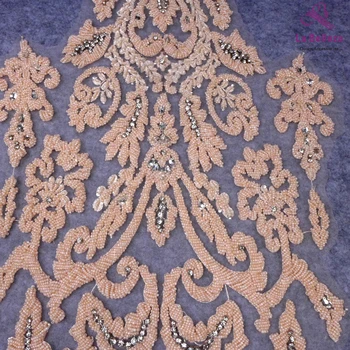 La Belleza Champgane korálkové krásny veľký kus ručne perly crystal Drahokamu patch svadobné šaty nášivka príslušenstvo