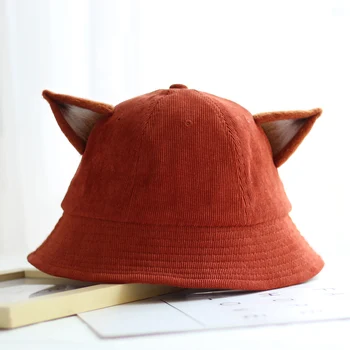 Letné Fox uši opaľovací krém Vedierko Hat jednoduchý rybár klobúk ženy Dievča módneho povodí klobúk slnko klobúk veľkoobchod