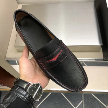 Letné muž pohodlné topánky, kožené módne topánky mužov jadrný mokasíny black vysokej kvality ležérne pánske