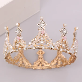 Luxusné Kolo Koruny Crystal Pearl Queen Svadobné Tiara a Crwons Pre Svadobné Headpiece Strany Vlasy, Šperky Wedidng Vlasy Príslušenstvo