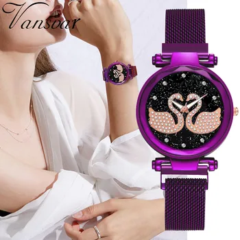 Magnet Magnet Kameň Swan Diamond Lady Prenos Hodinky Quartz Bežné dámske Hodinky часы женские наручные montre femme Reloj Mujer