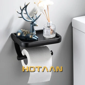 Matte Black Pevné Hliníkové Wc Tissue Papiera Držiak Kúpeľňa Príslušenstvo Multifunkčné Toaletného Papiera Držiak Na Mobilný Držiak