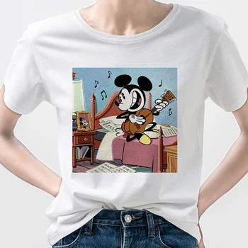 Mickey Mouse Oblečenie Disney Kreslené Tričko Žena Letné Top Fashion Tričko Femme Európskej Bežné Krátky Rukáv Rodiny Vzhľad