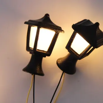 Miniatúrne Svetelný Lamppost 3V LED Teplá Diorama Vonkajšie Námestie Svetlo Model Záhrada Lampa DIY Technológie Scény Súpravy 6pcs/veľa