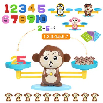 Montessori Hmotnosť Zvierat Rovnováhu Matematika Hračky Aritmetický Vzdelávania Opice Zvierat Rovnováhu Mierka Číslo Hry Učenia Hračky Pre Deti