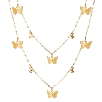 Móda Špeciálne Vzhľad Choker Šperky Dvojvrstvové Motýľ Náhrdelník Ženy Prívesok Clavicle Reťazca Vyhlásenie Šperky