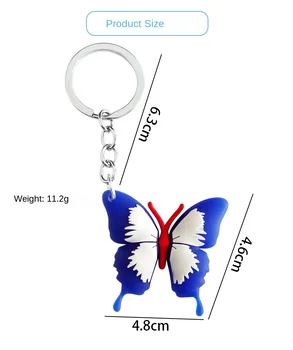 Módne farebné motýľ keychain pre ženy, dievčatá, priateľku, darček auto kľúča držiteľa krúžok reťazca trinket gumy taška prívesok kľúčenka