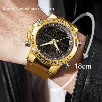 NAVIFORCE Hodinky Pánske Top Značky Luxusné LED Digitálne Analógový Športové Náramkové hodinky Vojenské pravej Kože Mužov Hodiny Relogio Masculino