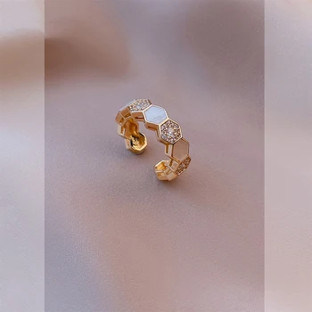 Neo-Gotickom Dizajn Pocit Honeycomb Modelovanie Zlaté Prstene Pre Ženy Kórejský Módne Šperky Mladých Dievčat Strany Nezvyčajné Doplnky