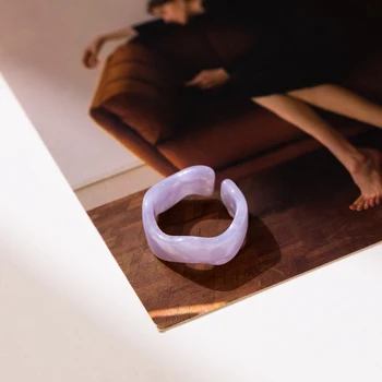Nové Farebné, Transparentné Akrylátové Drahokamu Živice nastavovací Krúžok Geometrie Otvoriť Prstene pre Ženy, Dievčatá Strana Šperky, Módne 2021