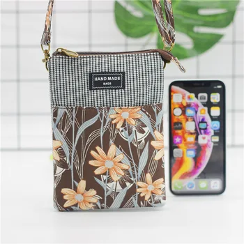 Nové módne dámske kvetinové messenger taška bavlna veľkoplošnej obrazovke mobilného telefónu taška Dievča Malé veľká-kapacita taška cez rameno